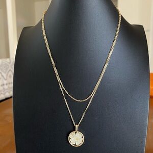 Gold Double Layer Pressed Flower Necklace